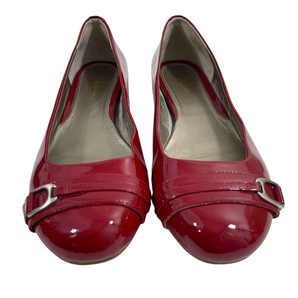 Cole Haan Red Patent Leather Ballet Flats Buckle Detail Shoes Nike‎ Air Sole 7.5 - Picture 7 of 10